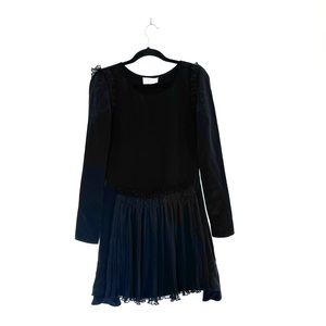 Joy Cioci Black Long Sleeve Tulle Skirt Dress Size 4